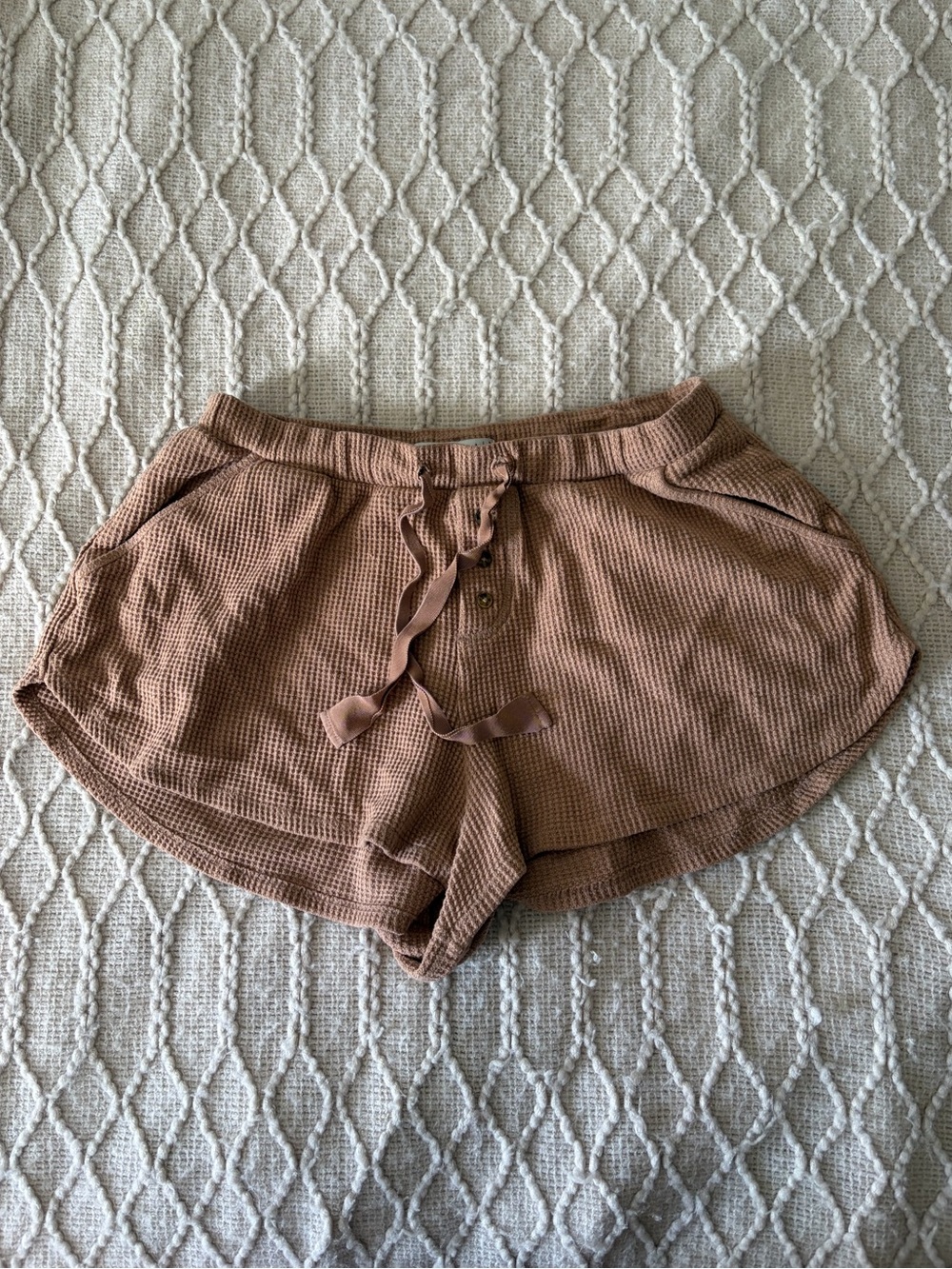 Abercrombie & Fitch Waffle Knit Lounge Shorts — Brown